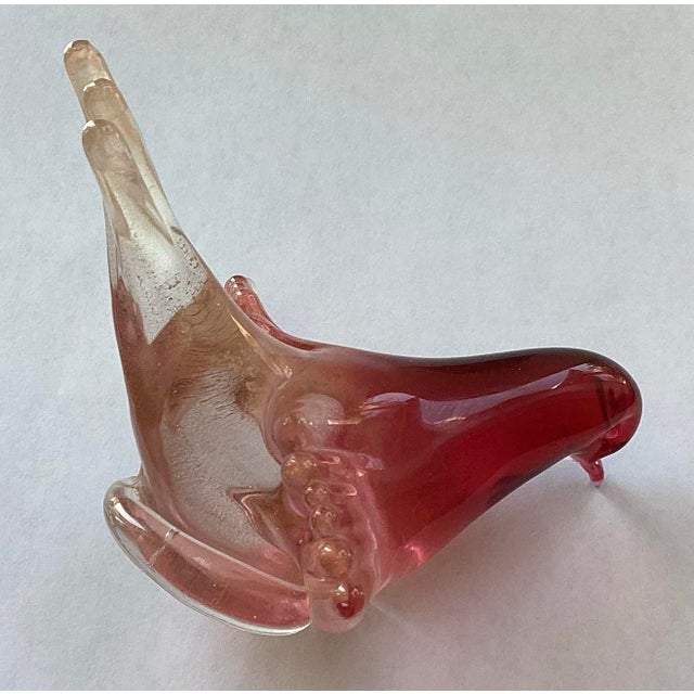 Ruby Red Murano Red With Gold Flakes Bird Attraction to Barbini For Sale - Image 8 of 12