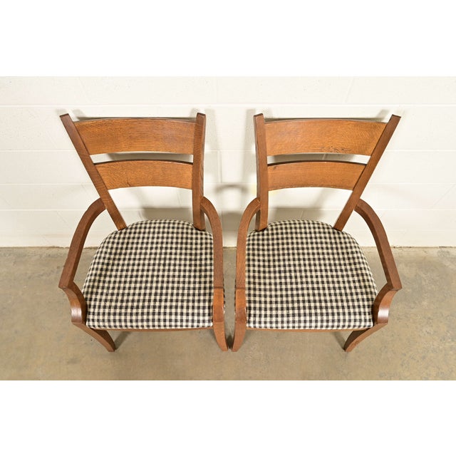Late 20th Century Stickley Mission Oak Arts & Crafts Armchairs, Pair For Sale - Image 5 of 14