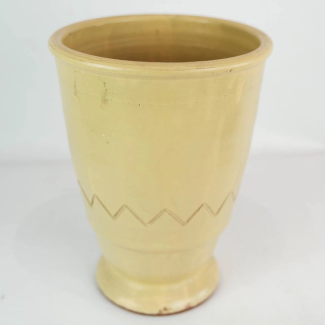 Ceramic vase with light glaze and simple pattern of unknown Danish artist from the 1960s. The vase is in great vintage...
