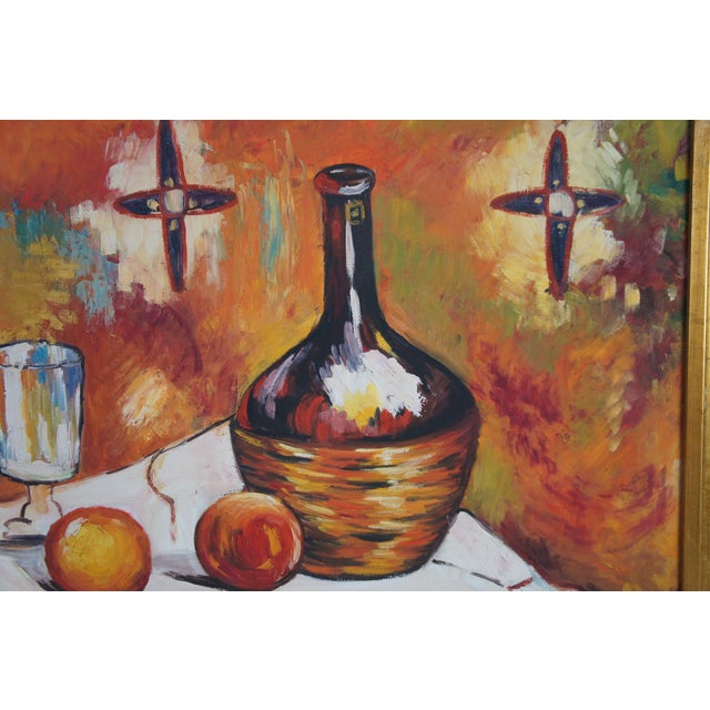 Mid 20th Century Flask Glass Jug Post Impressionist Still Life Oil Painting After Paul Cezanne For Sale - Image 6 of 10