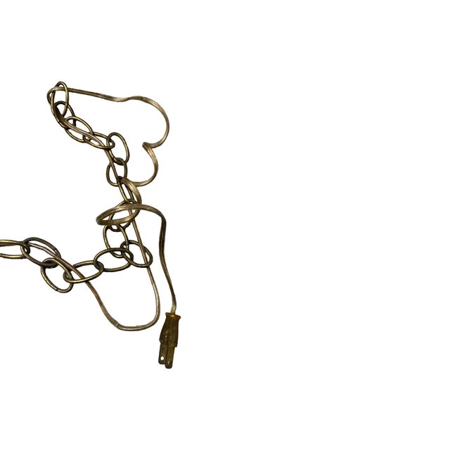 Vintage 1960s Mid Century Modern Woven Swag Hanging Lamp in the Style of Maria Kipp Brass Textile For Sale - Image 10 of 10