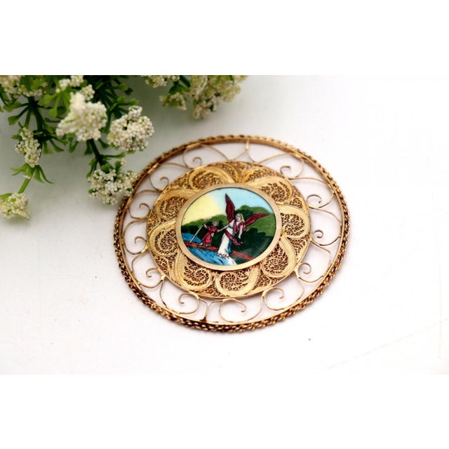 Silver Frame in Golden Filigree with Guardian Angel For Sale - Image 5 of 6