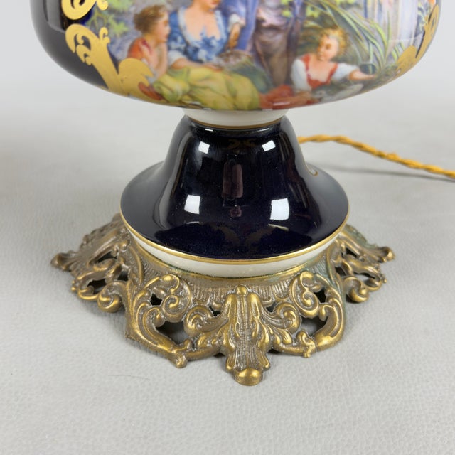 Vintage Porcelain, Brass, and Glass Table Lamp from Limoges, France For Sale - Image 11 of 16