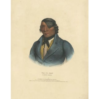 Charles Bird King, Portrait of Waa-Pa-Shaw Sioux Chief, 1838, Hand-Colored Lithograph For Sale