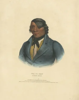 Charles Bird King, Portrait of Waa-Pa-Shaw Sioux Chief, 1838, Hand-Colored Lithograph