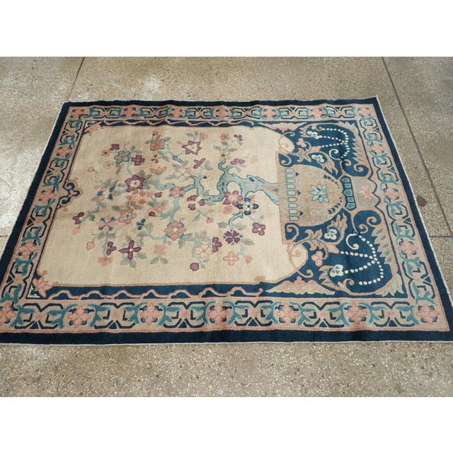 Galerie Shabab Collection Mid-20th Century Handmade Chinese Art Deco Accent Rug For Sale - Image 4 of 8
