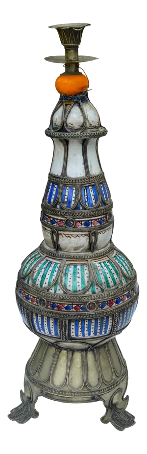 Antique Ceramic & Filigree Candleholder