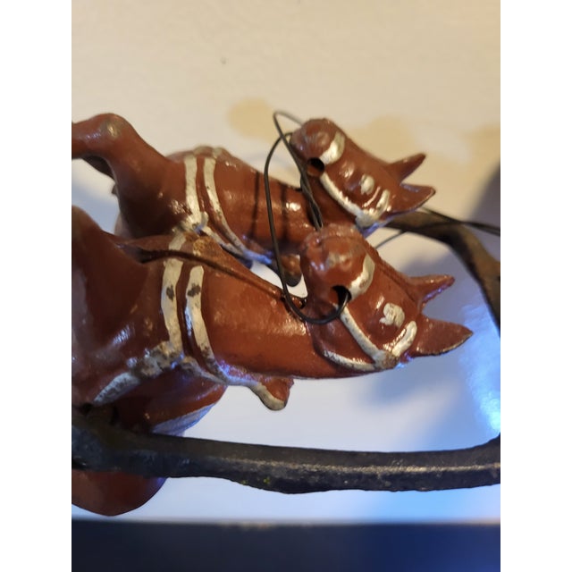 Antique Cast Iron Horse Drawn Carriage Driver Cart Early 1900s Wagon Toy Display For Sale - Image 9 of 17