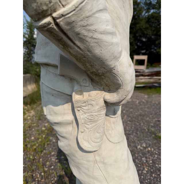 Sculpture Materials Monumental Cast Concrete Cowboy Western Gunslinger Sculpture - 80 Inches - Lifesize For Sale - Image 7 of 18