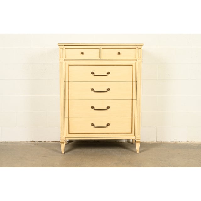 Henredon French Regency Louis XVI Cream Lacquered Highboy Dresser, Circa 1960s For Sale - Image 17 of 17