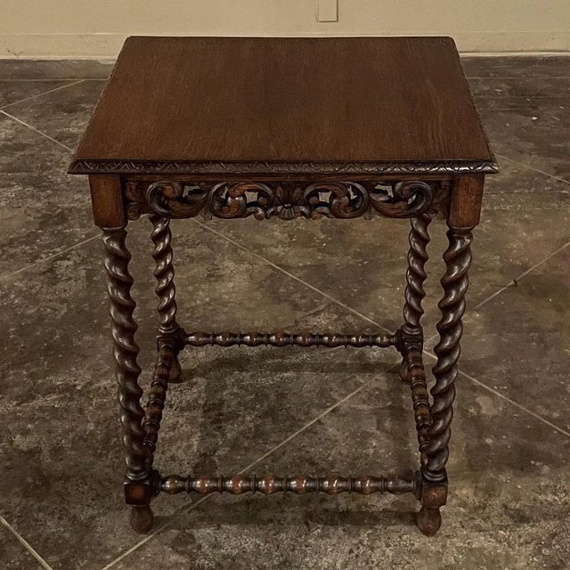 Wood Antique Renaissance Barley Twist End Table For Sale - Image 7 of 13