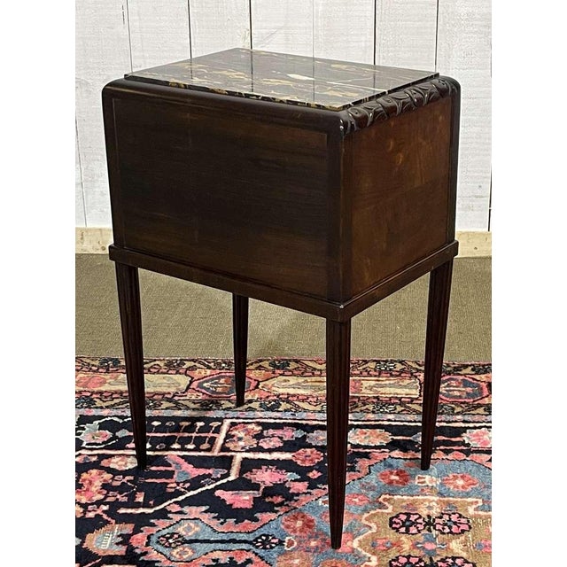 Art Deco Bedside Table in Rosewood and Walnut Burl with Marble Top For Sale - Image 18 of 18