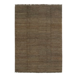 High Quality Hand Knotted Dark Green Jute Loop Pattern Solid Rug 6x9Ft. For Sale