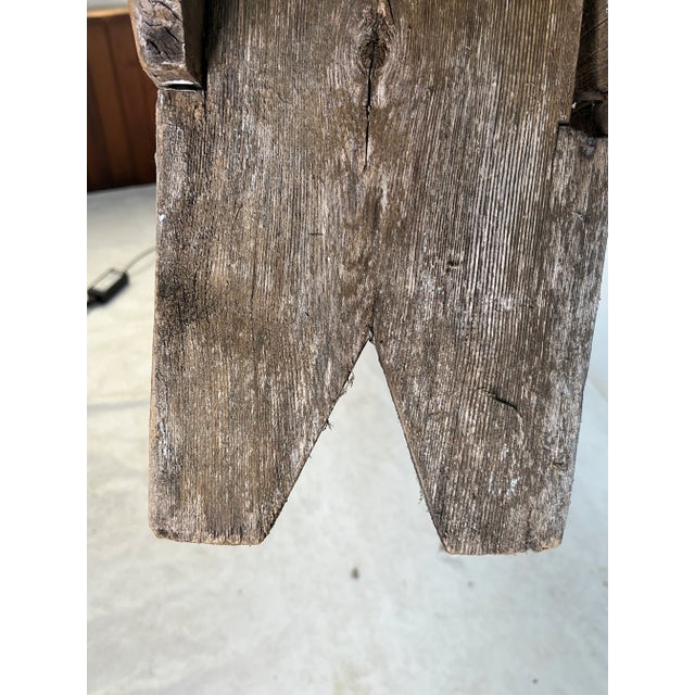 Gray Antique Primitive Farmhouse Bench For Sale - Image 8 of 10
