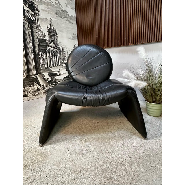 Calypso C35 Leather Lounge Chairs by Vittorio Introini for Saporiti, Italy, 1980s, Set of 2 For Sale - Image 12 of 18