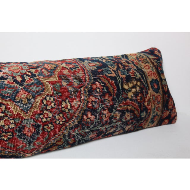 Authentic Antique Persian Rug Cushion Cover – Hand Knotted Wool on Cotton -14'' X 47'' For Sale - Image 9 of 11