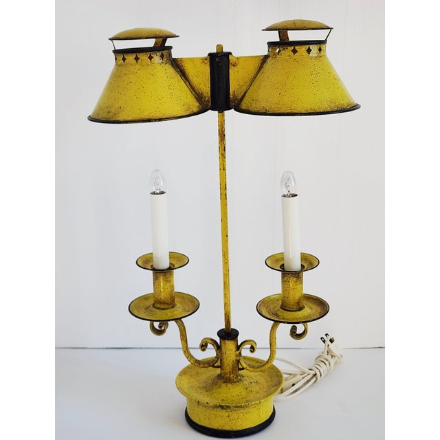 Vintage Decorative Crafts French Style Tole Painted Bouillote Lamp For Sale - Image 11 of 12