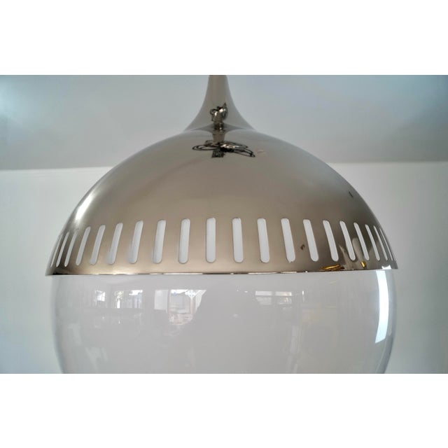 Mid-Century Modern Style Jonathan Adler Nickel & Glass Pendant - Brand New For Sale - Image 9 of 12