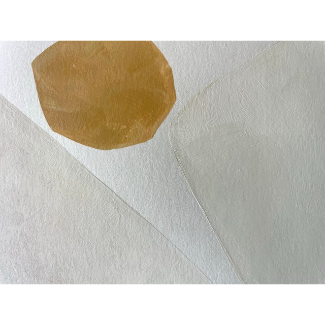 Abstract minimalist acrylic painting on French hand crafted cotton paper. Framed in a gold frame. All works on paper are...