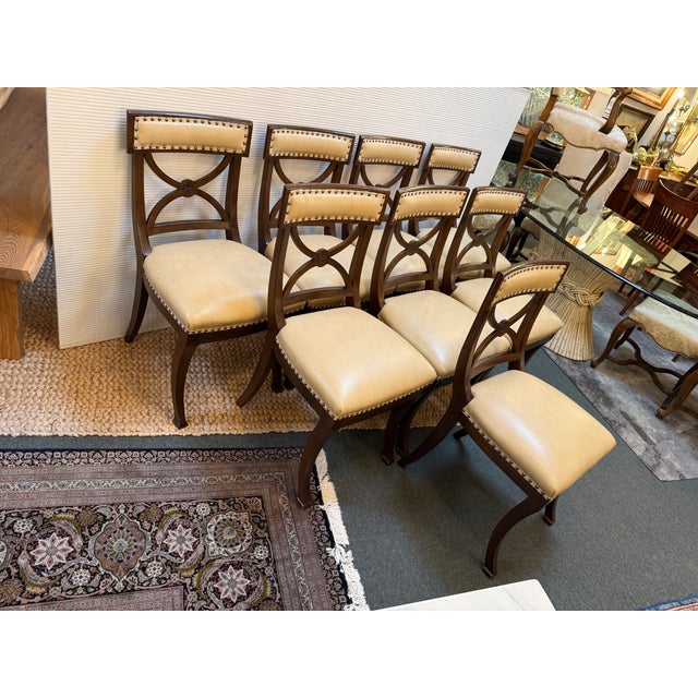 Schumacher French Empire Revival Mahogany Dining Chairs, Set of Eight For Sale - Image 11 of 12