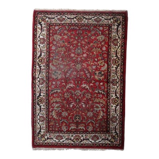 1950s, Handmade Vintage Persian Distressed Hamadan Rug 4.2' X 6.2' For Sale