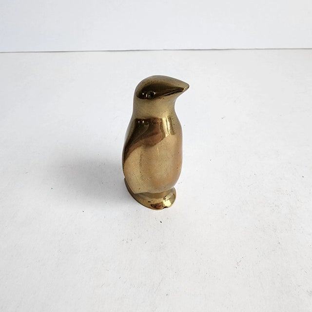 Metal Mid Century Brass Penguin Figurine Vintage 1970s Petite 3.5” Tall For Sale - Image 7 of 11
