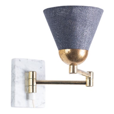 Folding Arm Wall Lamp with Marble Base For Sale
