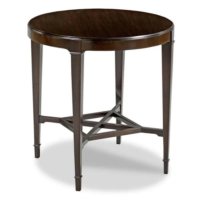 Transitional Addison Round Lamp Table in Ebony For Sale - Image 3 of 3