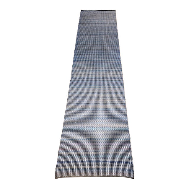 Antique American Amish Rag Runner, Handwoven Wool & Cotton, Stripe Pattern, Gray, 3x12 For Sale