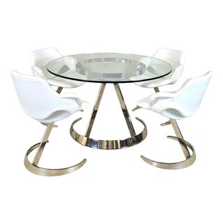 Vintage French Space Age Dining Table and Chairs by Boris Tabacoff, 1970s, Set of 5 For Sale