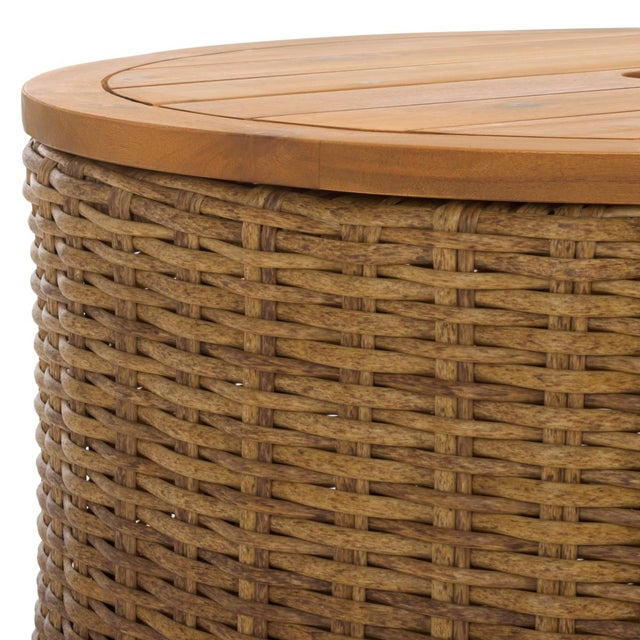 Spritely Home Anguilla Wicker Storage Outdoor Coffee Table, Natural For Sale - Image 4 of 9