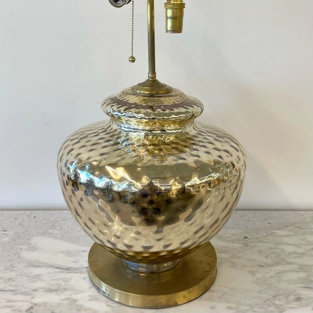 Mid-Century Modern Single Large Mid-Century Modern Table Lamp, Mercury Glass, Brass, Jar, Urn Shape For Sale - Image 3 of 12