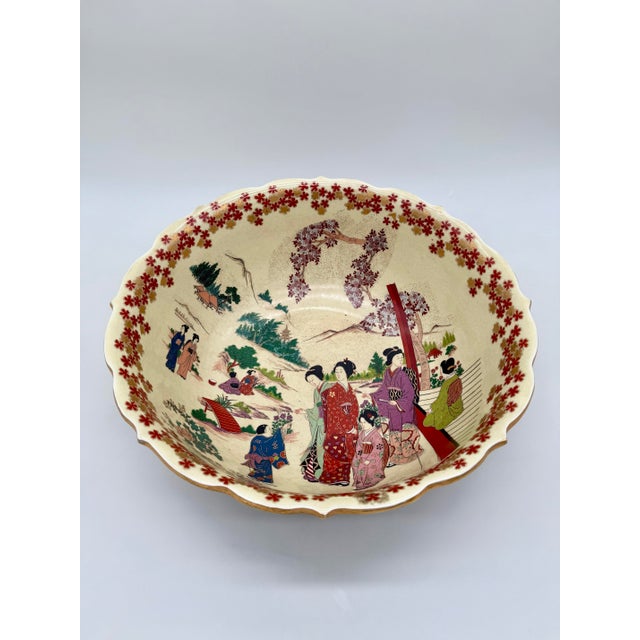 Large Meiji Satsuma-Style Centerpiece Bowl With Shishi Lion-Dog & Figural Panels, C. 1890 For Sale - Image 11 of 11