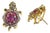 Bochic "Orient" Vintage Ruby & White Topaz Turtle Earrings Set 18K Gold & Silver, A Pair For Sale