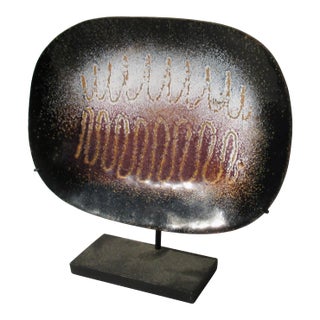 MCM Enamel Tray on Display Stand For Sale