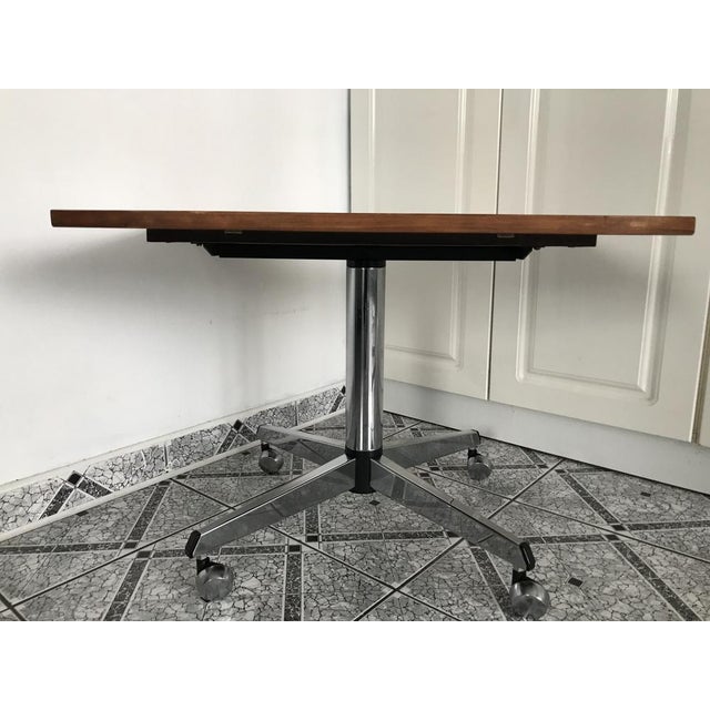 Coffee Table with a Chrome Base and Wheels, 1970s For Sale - Image 14 of 18