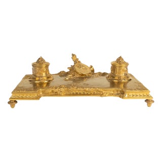 Gilded Bronze Inkwell by Albert Marionnet, 1800s For Sale