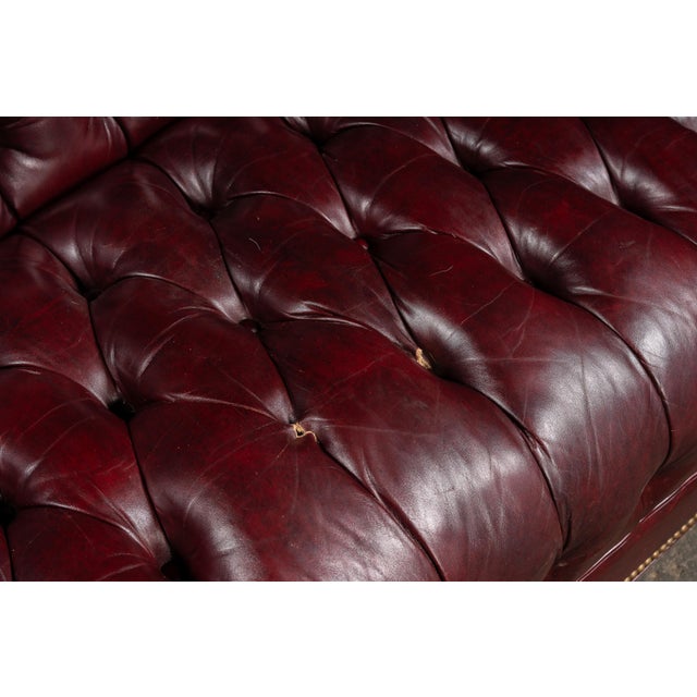 Vintage Tufted Leather Chesterfield Sofa in Oxblood For Sale - Image 9 of 11