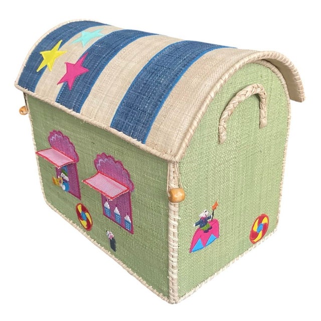 Pistachio Whimsical Artisan-Crafted Circus Toy Trunk For Sale - Image 8 of 12