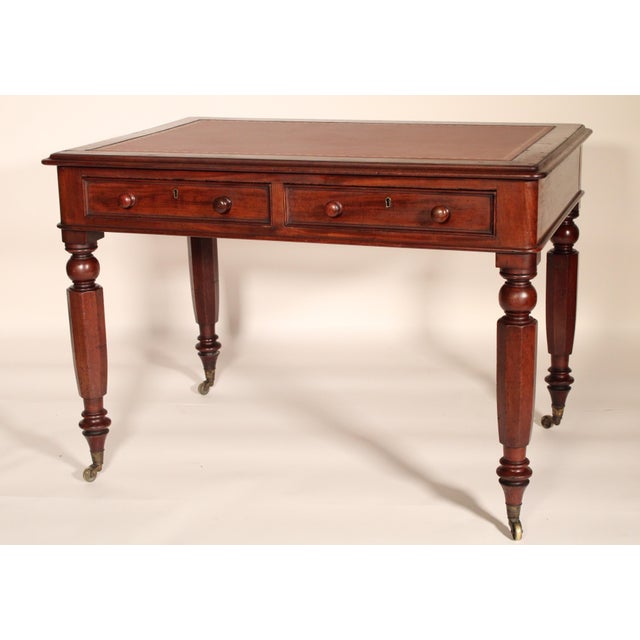 William IV William IV Mahogany Writing Table With a Tooled Leather Top For Sale - Image 3 of 13