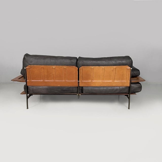 Antonio Citterio Italian Modern Black Leather Diesis Sofa attributed to Antonio Citterio and Paolo Nava for B&B Italia, 1980s For Sale - Image 4 of 18