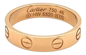 Cartier Mini Love 18k Pink Gold Wedding Band Ring W/Cert - Size 4.5