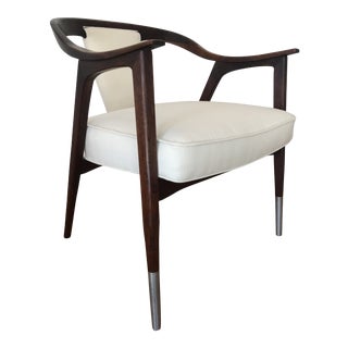 1950s Sculptural Mid-Century Modern Walnut Occasional Armchair Attributed to Gio Ponti Edward Wormley Home Office For Sale