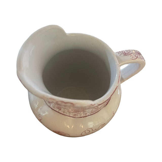 Ceramic Late 19th Century French Terre De Fer Red Floral Transferware Pitcher For Sale - Image 7 of 7