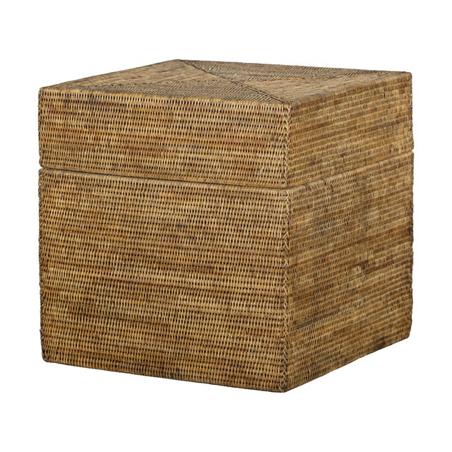 Country Style Square Handwoven Rattan Basket with Removable Lid For Sale - Image 11 of 18