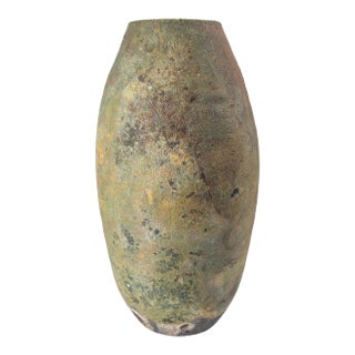 Mid-Century Modern Iridescent Glazed Raku Vase Signed For Sale