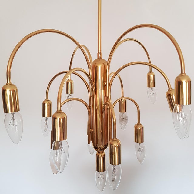 Metal Mid-Century Sölken Leuchten 13-Arm Chandelier, Germany 1970s For Sale - Image 7 of 12