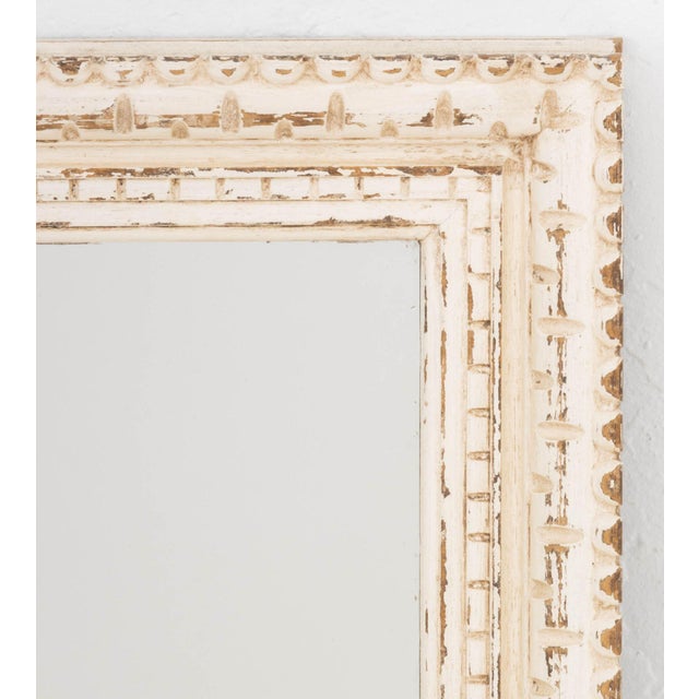 Wood Rustic White Painted Wood Framed Mirror For Sale - Image 7 of 8