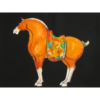 Tang Horse Orange II Painting by Heidi Lanino For Sale