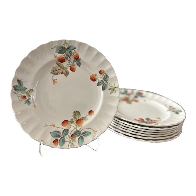 1950s Copeland Spode Strawberry Salad Plate - Set of 8 For Sale